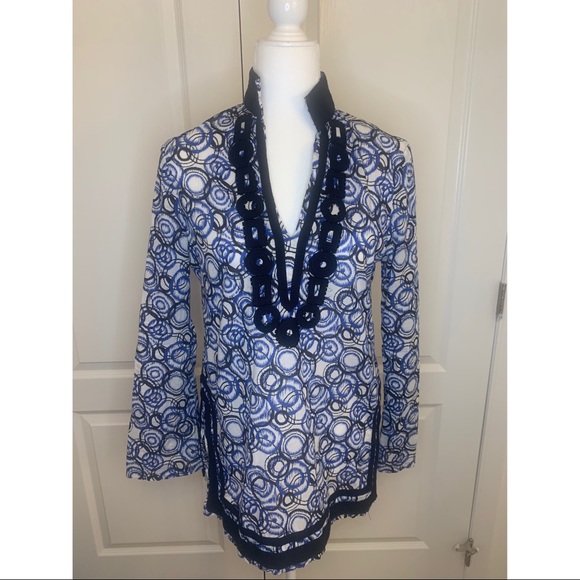 MICHAEL Michael Kors Tops - Michael Kors embroidered/beaded blue tunic